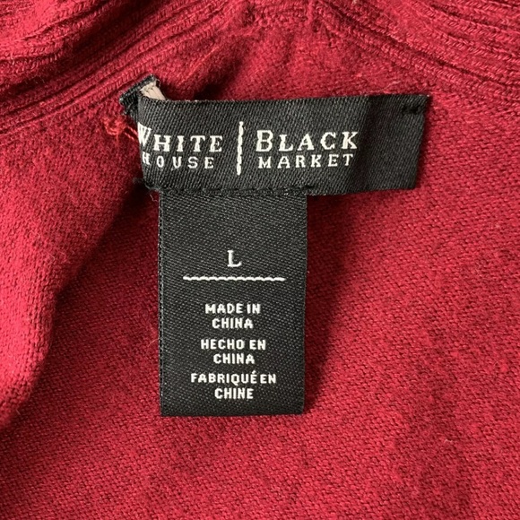 WHBM Red Cardigan Open Front Waterfall Pockets L - Picture 10 of 12